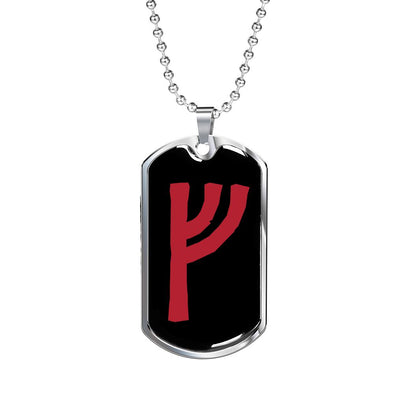 Norse Fehu Rune of Wealth Viking Elder Futhark Necklace Pendant Dog TagJewelry