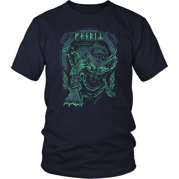 Norse Green Fenrir Runes T-ShirtT-shirtDistrict Unisex ShirtNavyS