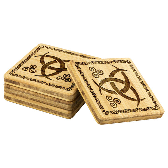 Norse Horn of Odin Knotwork Wood Coasters x4Coasters