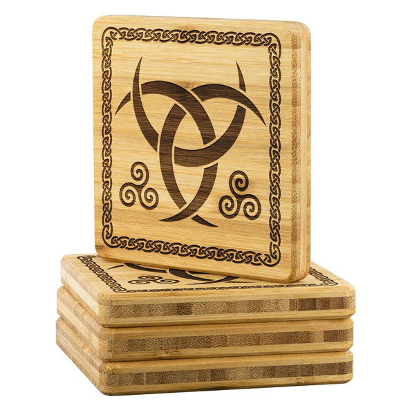 Norse Horn of Odin Knotwork Wood Coasters x4Coasters