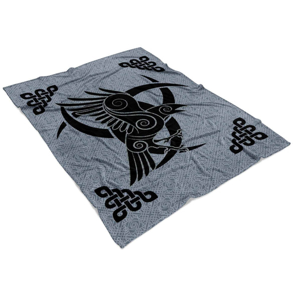 Norse Horn of Odin Raven Fleece BlanketBlankets