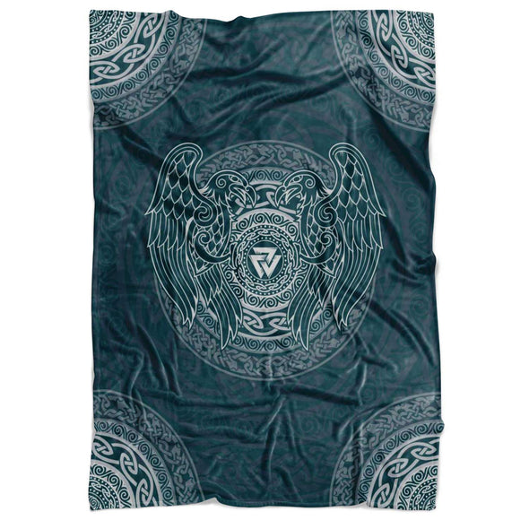 Norse Knotwork Ravens Fleece BlanketBlankets