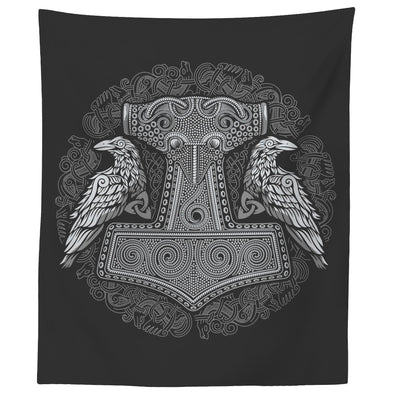 Norse Mjolnir Thors Raven Hammer TapestryTapestries60" x 50"
