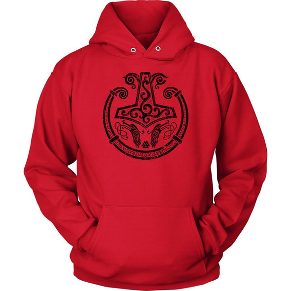 Norse Mjolnir Torc Hoodie DistressedT-shirtUnisex HoodieRedS