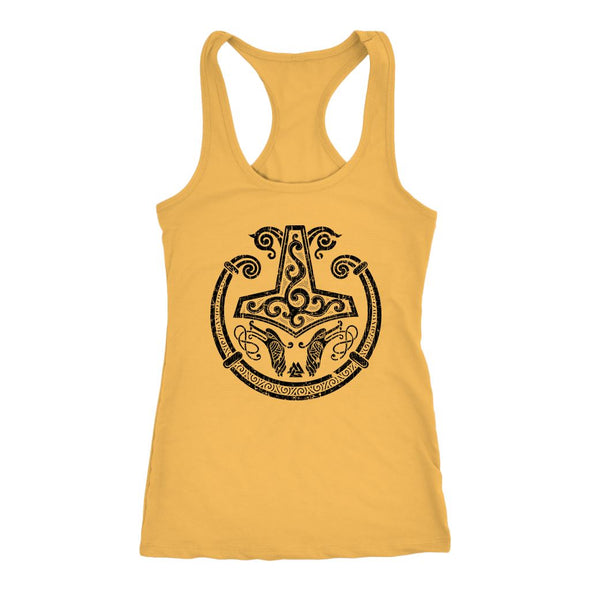 Norse Mjolnir Torc Racerback Tank DistressedT-shirtNext Level Racerback TankBanana CreamXS