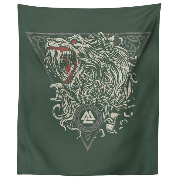 Norse Mythology Fenrir Green TapestryTapestries60" x 50"