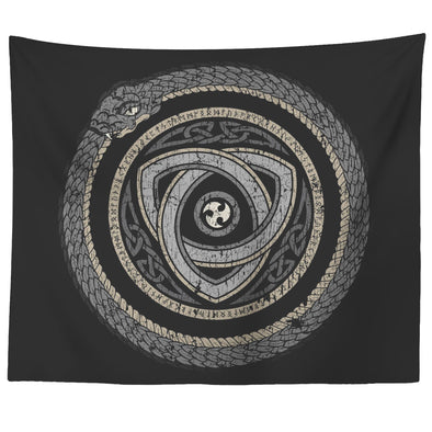 Norse Pagan Serpent Wall Tapestry DistressedTapestries60" x 50"