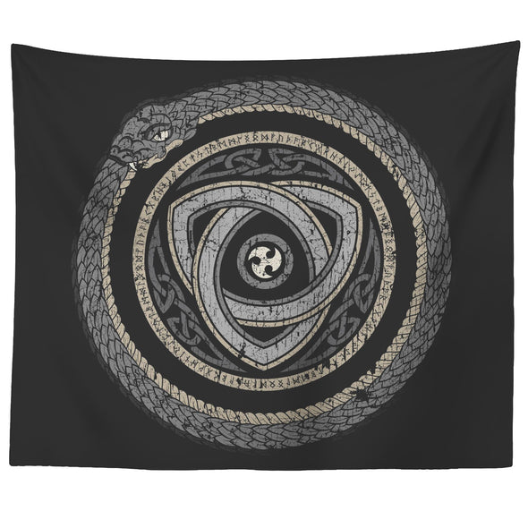 Norse Pagan Serpent Wall Tapestry DistressedTapestries60" x 50"