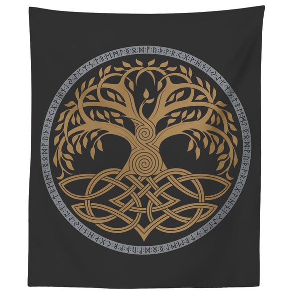 Norse Pagan Yggdrasil Knotwork Runes TapestryTapestries60" x 50"