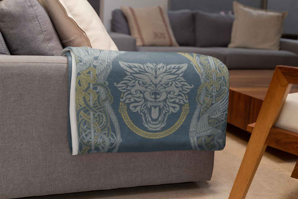 Norse Personalized Wolf Knotwork Fleece BlanketBlankets