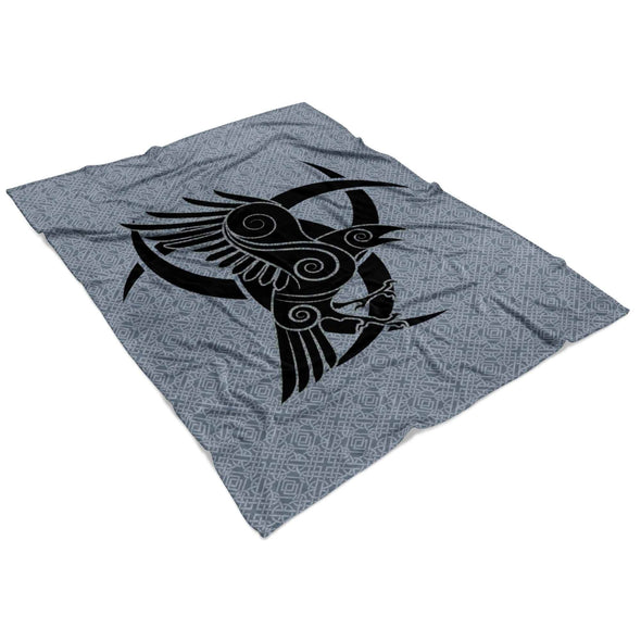 Norse Raven Horn of Odin Fleece BlanketBlankets