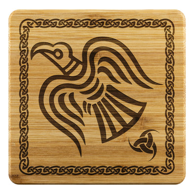 Norse Raven Horn of Odin Knotwork Wood Coasters x4CoastersBamboo Coaster - 4pc