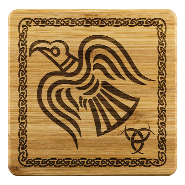 Norse Raven Horn of Odin Wood Coasters x4CoastersBamboo Coaster - 4pc