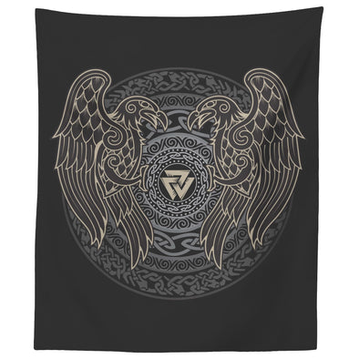 Norse Ravens Valknut TapestryTapestries60" x 50"