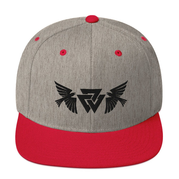 Norse Ravens Viking Valknut Embroidered Snapback HatHeather Grey/ Red