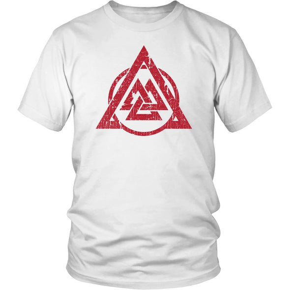 Norse Red Valknut T-ShirtT-shirtDistrict Unisex ShirtWhiteS