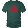 Norse Red Valknut Triangle Circle Cotton T-ShirtT-shirtDistrict Unisex ShirtDark GreenS