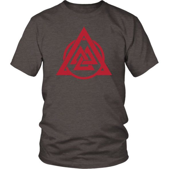 Norse Red Valknut Triangle Circle Cotton T-ShirtT-shirtDistrict Unisex ShirtHeather BrownS