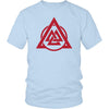 Norse Red Valknut Triangle Circle Cotton T-ShirtT-shirtDistrict Unisex ShirtIce BlueS