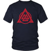 Norse Red Valknut Triangle Circle Cotton T-ShirtT-shirtDistrict Unisex ShirtNavyS