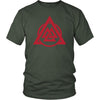 Norse Red Valknut Triangle Circle Cotton T-ShirtT-shirtDistrict Unisex ShirtOliveS