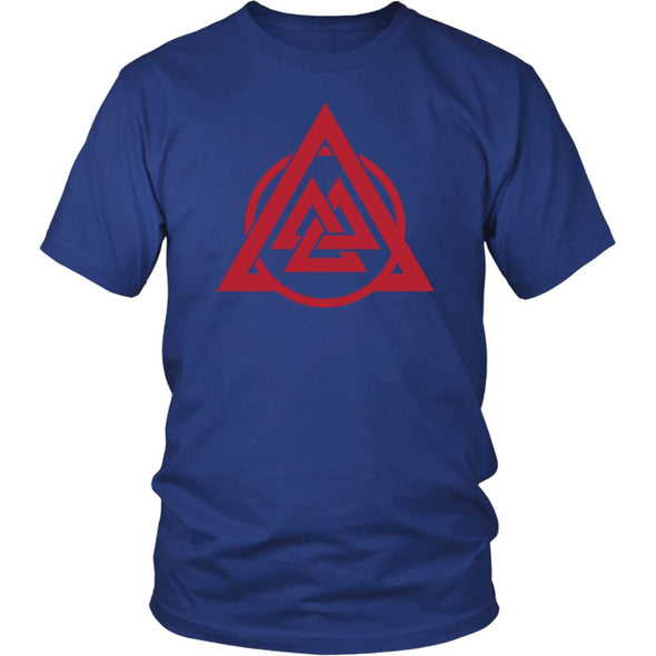 Norse Red Valknut Triangle Circle Cotton T-ShirtT-shirtDistrict Unisex ShirtRoyal BlueS