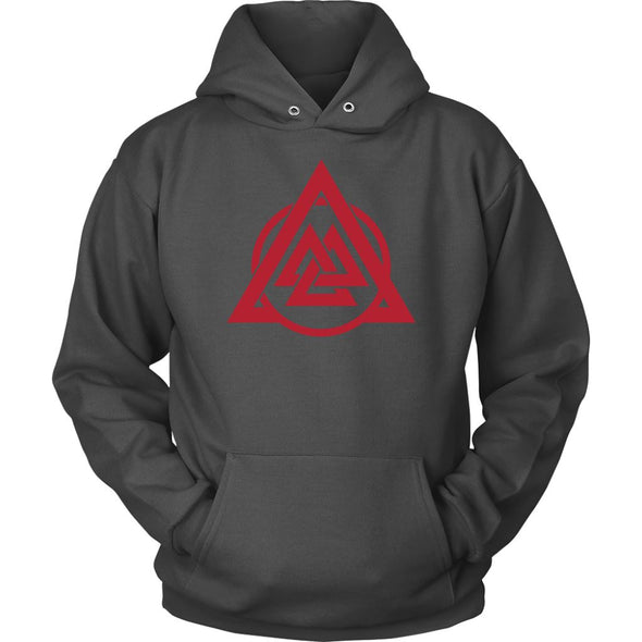 Norse Red Valknut Triangle Circle HoodieT-shirtUnisex HoodieCharcoalS