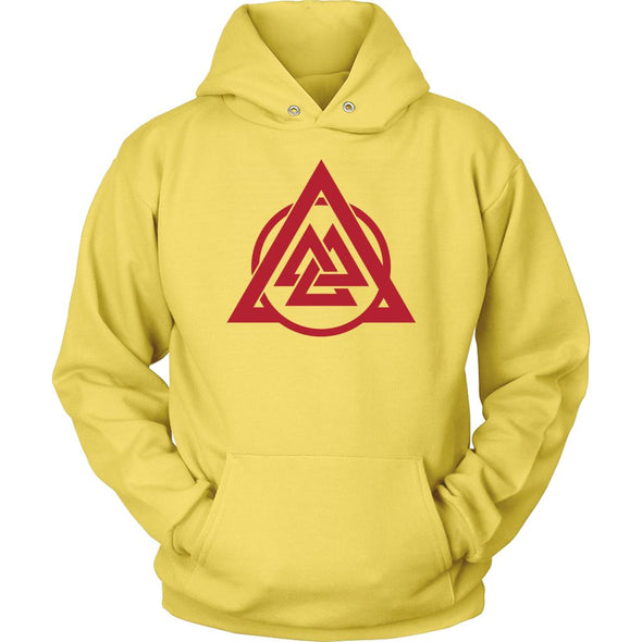 Norse Red Valknut Triangle Circle HoodieT-shirtUnisex HoodieYellowS