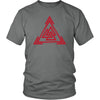 Norse Red Valknut Triangle Cotton T-ShirtT-shirtDistrict Unisex ShirtGreyS
