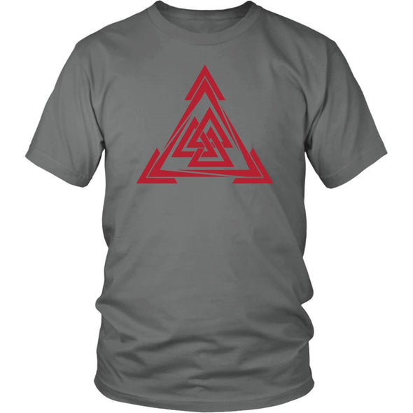 Norse Red Valknut Triangle Cotton T-ShirtT-shirtDistrict Unisex ShirtGreyS
