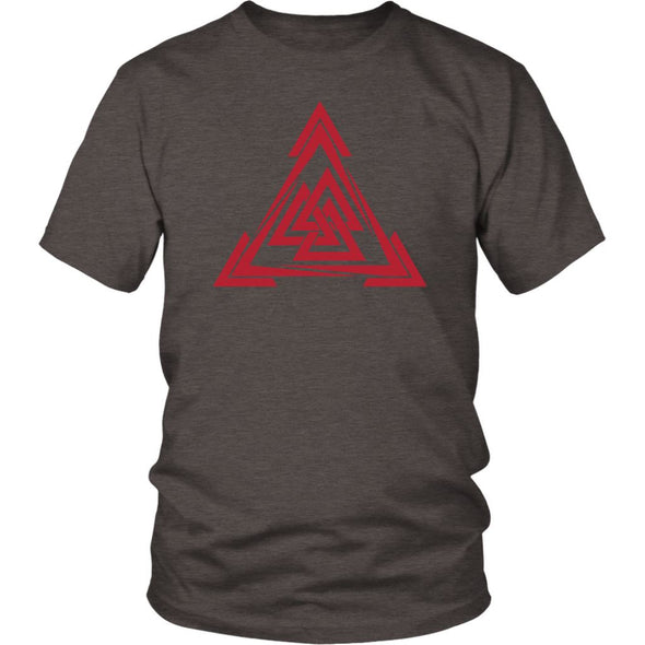 Norse Red Valknut Triangle Cotton T-ShirtT-shirtDistrict Unisex ShirtHeather BrownS