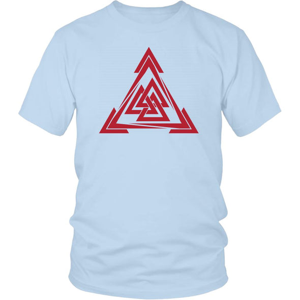 Norse Red Valknut Triangle Cotton T-ShirtT-shirtDistrict Unisex ShirtIce BlueS