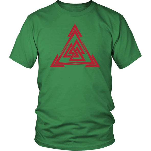 Norse Red Valknut Triangle Cotton T-ShirtT-shirtDistrict Unisex ShirtKelly GreenS