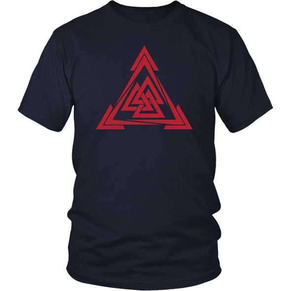 Norse Red Valknut Triangle Cotton T-ShirtT-shirtDistrict Unisex ShirtNavyS