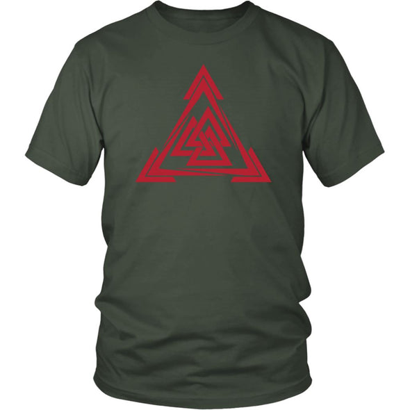 Norse Red Valknut Triangle Cotton T-ShirtT-shirtDistrict Unisex ShirtOliveS