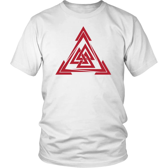 Norse Red Valknut Triangle Cotton T-ShirtT-shirtDistrict Unisex ShirtWhiteS