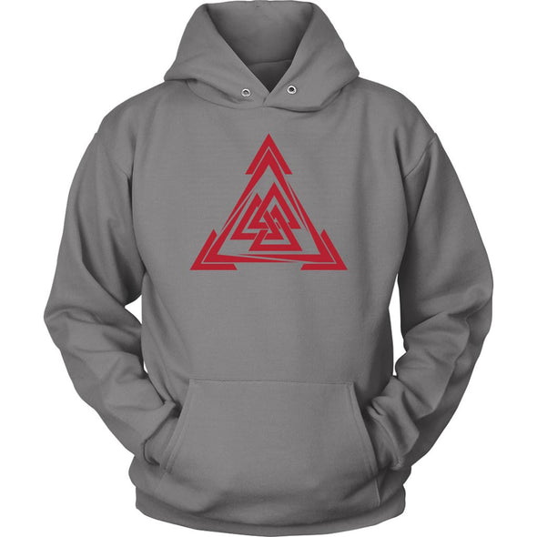 Norse Red Valknut Triangle HoodieT-shirtUnisex HoodieGreyS