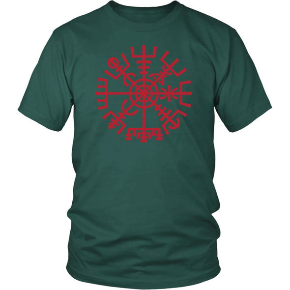 Norse Red Vegvisir Compass Cotton T-ShirtT-shirtDistrict Unisex ShirtDark GreenS