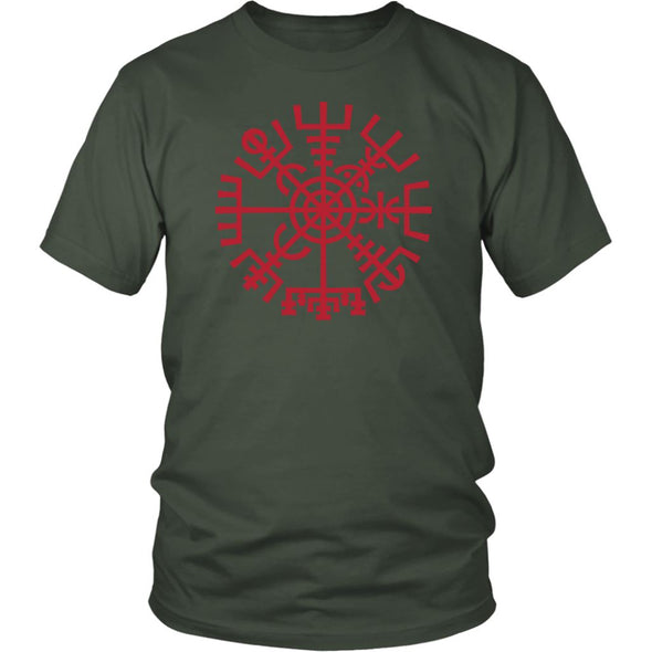 Norse Red Vegvisir Compass Cotton T-ShirtT-shirtDistrict Unisex ShirtOliveS