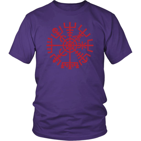 Norse Red Vegvisir Compass Cotton T-ShirtT-shirtDistrict Unisex ShirtPurpleS