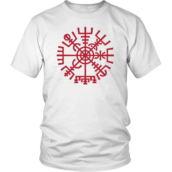 Norse Red Vegvisir Compass Cotton T-ShirtT-shirtDistrict Unisex ShirtWhiteS