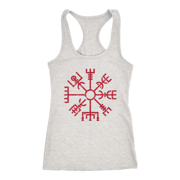 Norse Red Vegvisir Racerback Tank TopT-shirtNext Level Racerback TankHeather GreyXS