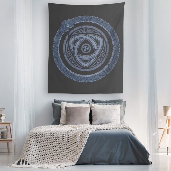 Norse Serpent Ouroboros Wall Tapestry DistressedTapestries