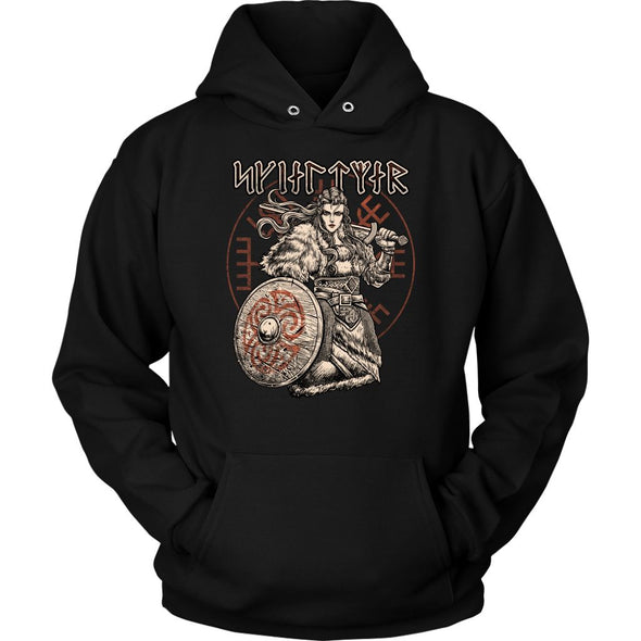 Norse Shield Maiden Runes HoodieT-shirtUnisex HoodieBlackS
