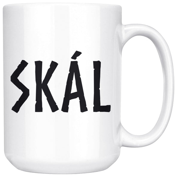 Norse Skál Cheers White Ceramic Coffee Mug 15ozDrinkwareBlack Text