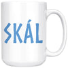 Norse Skál Cheers White Ceramic Coffee Mug 15ozDrinkwareBlue Text