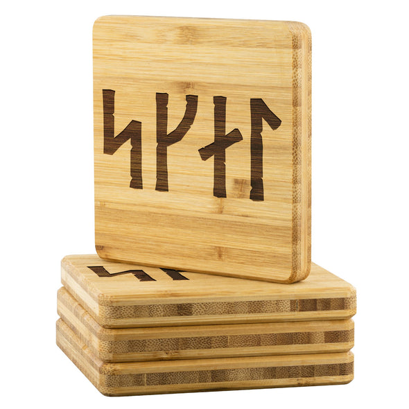 Norse Skál Runes Bamboo Coaster 4piece SetCoasters