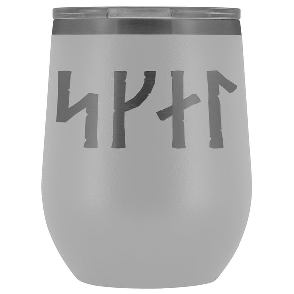 Norse Skál Runes Etched Wine TumblerWine TumblerWhite