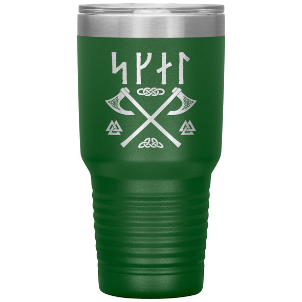 Norse Skál Runes Viking Axe Tumbler 30ozTumblersGreen