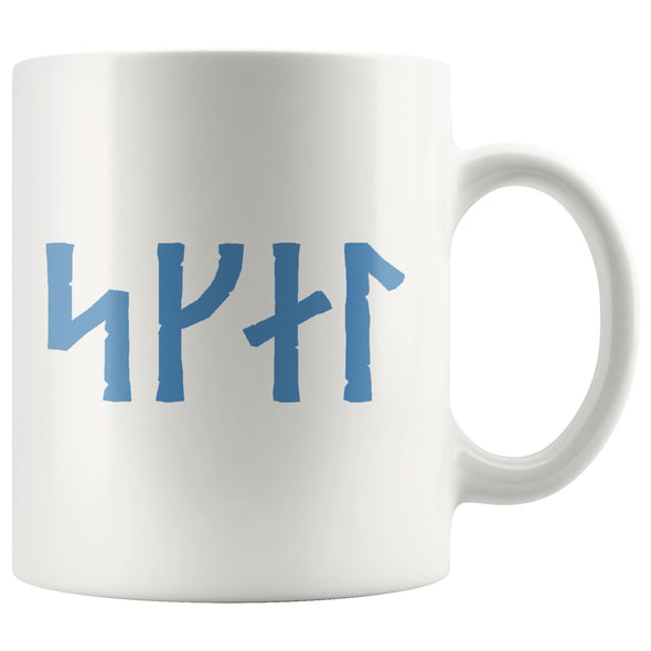 Norse Skál Runes White Ceramic Coffee Mug 11ozDrinkwareBlue Runes